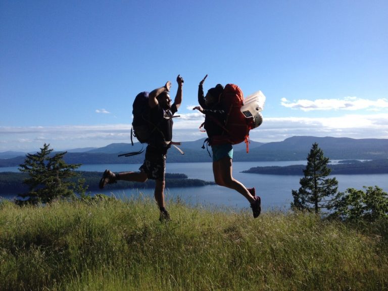 A final mountain top high five to celebrate lighter packs and all accessible broom being cleared!